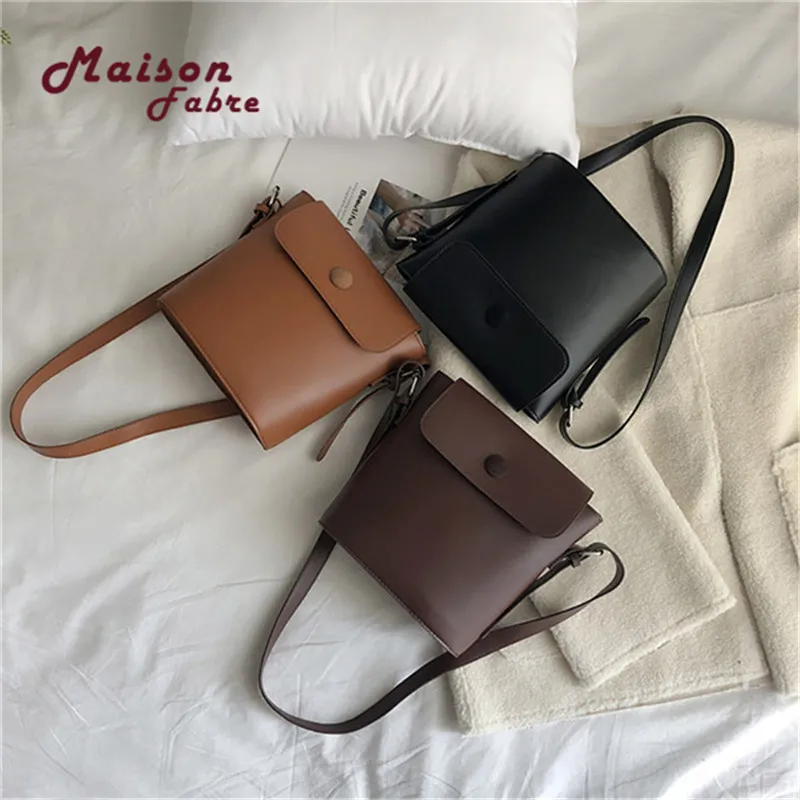 

Maison Fabre Fashion Candy Color Bucket Bag Small Pu Leather One Shoulder Cross-Body Women's Handbag Female Bag Sra bolsas
