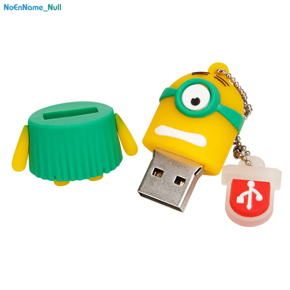 cartoon big eye usb flash drive 128gb 4GB 8GB pendrive 16GB pen drive 32GB 64GB little yellow minions USB 2.0 cute Free Shipping