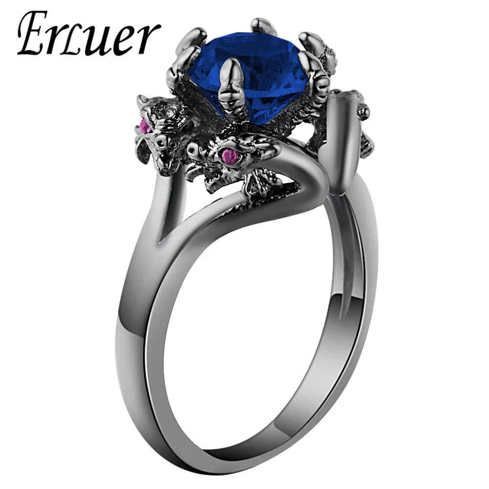 

Dragon Rings Women Men Europe America Punk Jewelry Vintage Black Gold Color Stone Zircon Fashion Finger Dragons Ring Drop Ship