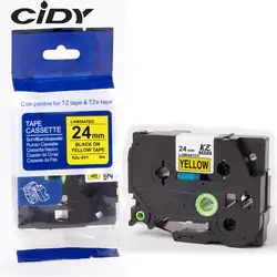 Cidy 40 шт. Совместимость P-touch Цзы этикетка лента 24 мм tz651 tze651 черный на желтом для принтеров brother tz-651 te-651 tze 651