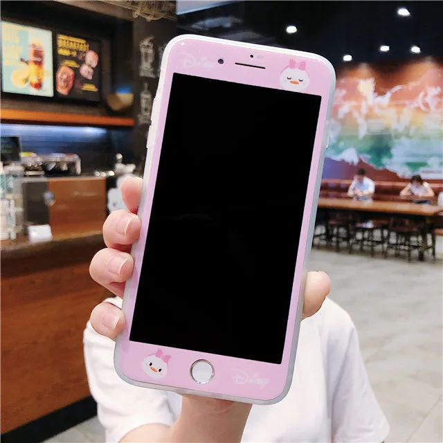 9H полное покрытие закаленное стекло для iPhone 6 6s Plus 7 8 Plus мультфильм шаблон протектор экрана - Цвет: 213
