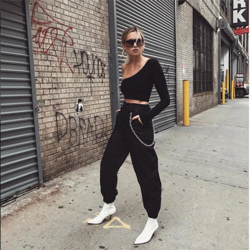 Stylish Women High Waist Loose Casual Harem Baggy Pants
