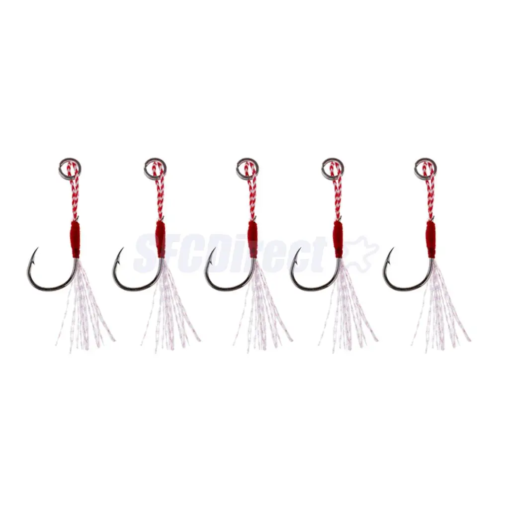 5Pcs Deep Sea Fishing Assist Hooks Worm Barbed Hooks Live Baits Hooks with PE Line 13# 15# 17#