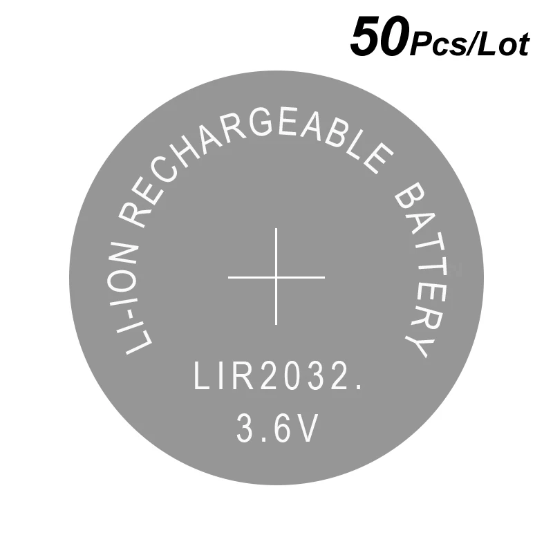

Button Cell Li-ion Rechargeable Battery LIR2032 3.6V 50 Pcs - 2032 Replace CR2032