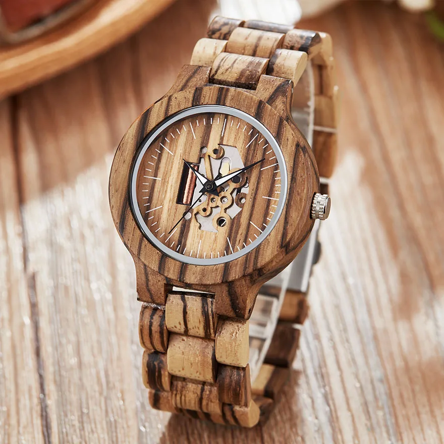 Unique Couple Wood Watch Men Women Wooden Band Luminous Hands Wristwatch Creative Brown Full Walnut Wood Watch Male Lovers Clock - Цвет: Women Wood Watch