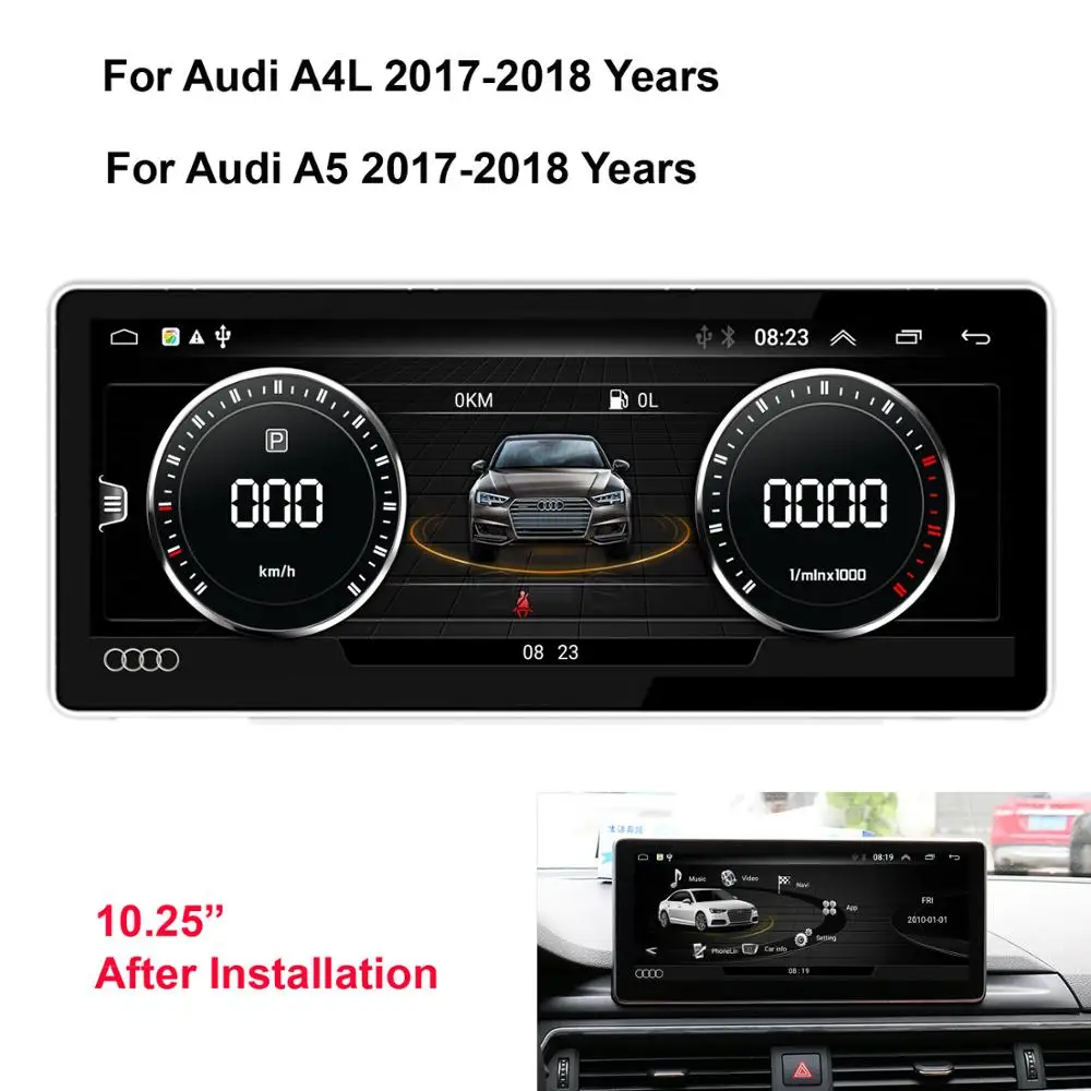 

COIKA 10.25" Car IPS Touch Screen Stereo For Audi A4L A5 B9 2017-2018 Android 8.1 System GPS Recorder WIFI Google SWC CarPlay