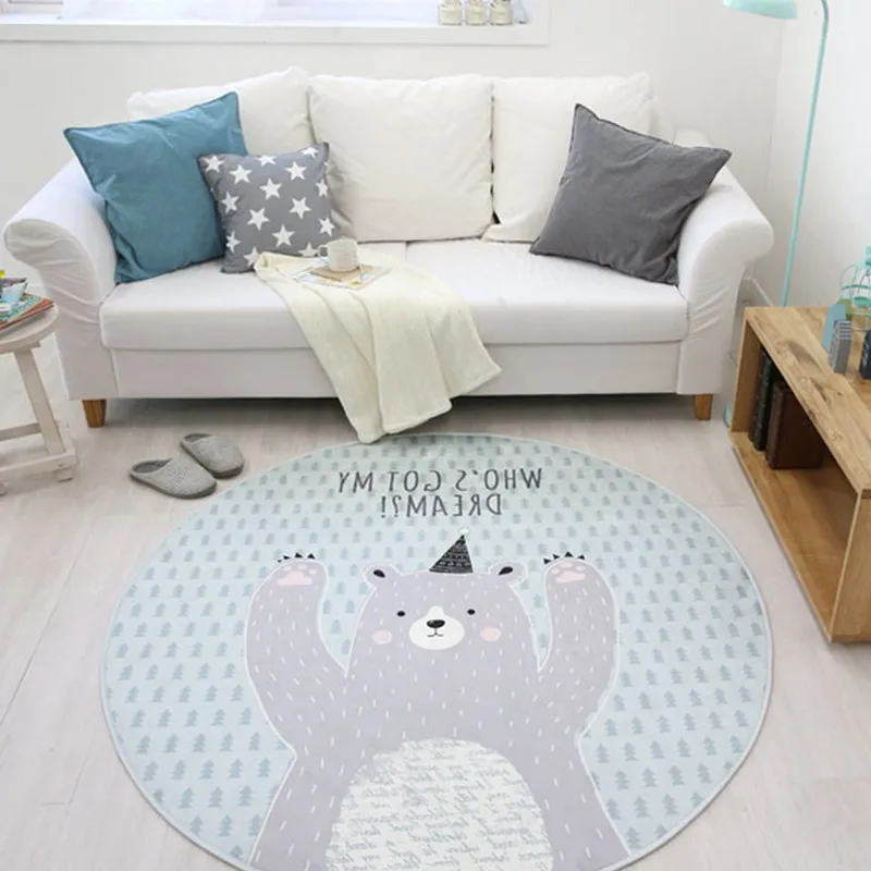 

Living room sofa foot floor mat large Area Plush Non-slip Round Bedroom Rug Bedside Foyer bathroom Kids Cartoon Non-slip Carpet