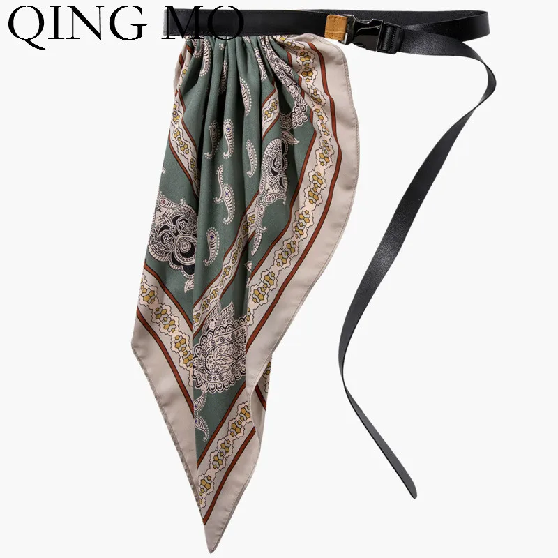 

QING MO Women Contrast Color Personality Print Belt 2019 Spring And Summer New Women Elegant Belt For Girls ZQY1115