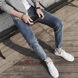 2018 летние Мужская мода личности простой сплошной Цвет японский Свободные Дикий повседневные джинсы большой Размеры прилив небольшие