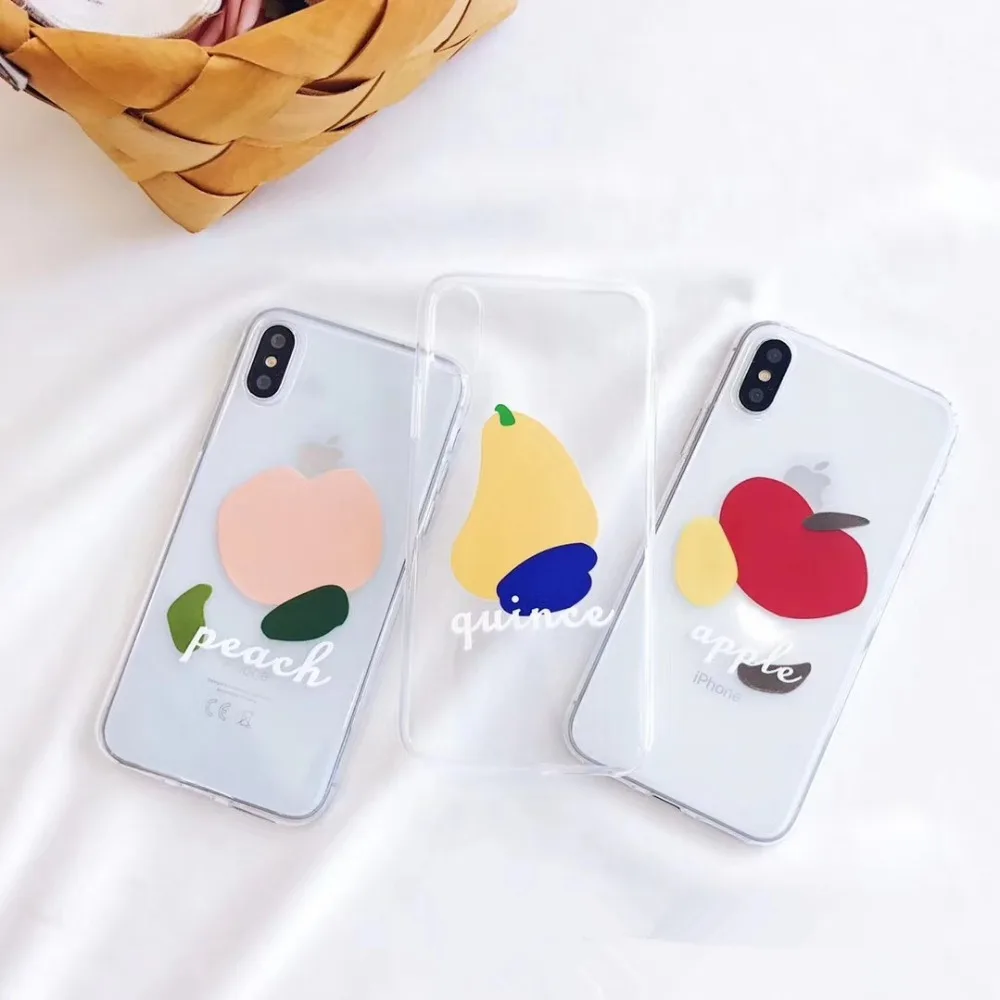 

2019 simple nordic fruit thin clea transparent soft protector coque Case for iphone 6 s iphonex 7 8 plus XS MAX tpu cover