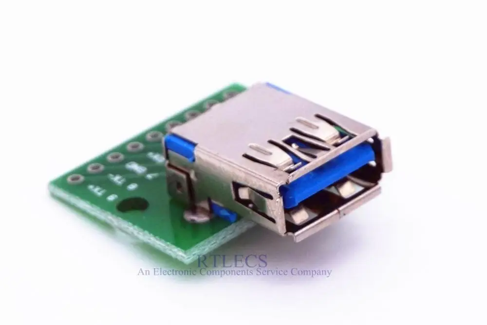 

2 pcs USB 3.0 A Type Receptacle Female Socket Soldered on PCB Adapter to 9 pin 2.54 mm Through Holes Single Row Pin DIP