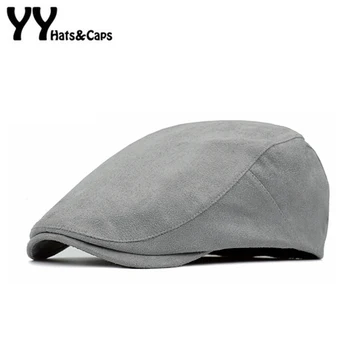 

High Quality Suede Berets Caps For Men Classic Peaked Caps Women Visor Fitted Hat Autumn Winter Berets Hats Casquette Cap YY7211