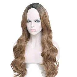 JINKAILI длинный Омбре коричневый синтетический волнистый парик средней части для черных/белых женщин бесклеевой Косплей волосы на Хэллоуин
