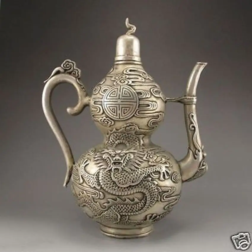 Details about Old archaize Chinese Handmade Tibet Silver Bronze Teapot