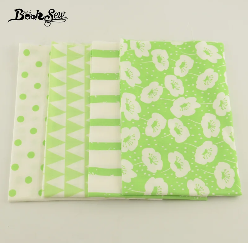 Booksew 100% хлопковая ткань 4 шт ярко зеленый и белый цвет разделочные части набор