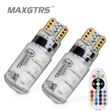 T10 194 168 W5W 5050 SMD RGB автомобильный светильник для чтения на танкетке, 6 светодиодный, 16 цветов, светодиодный светильник/Стробоскоп с пультом дистанционного управления