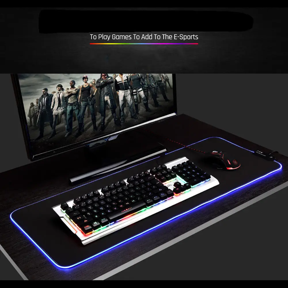 2 размера большой светодиодный RGB коврик для мыши USB Проводное освещение игровой геймер Коврик для мыши Коврик для компьютера Overwatch 2 borderland