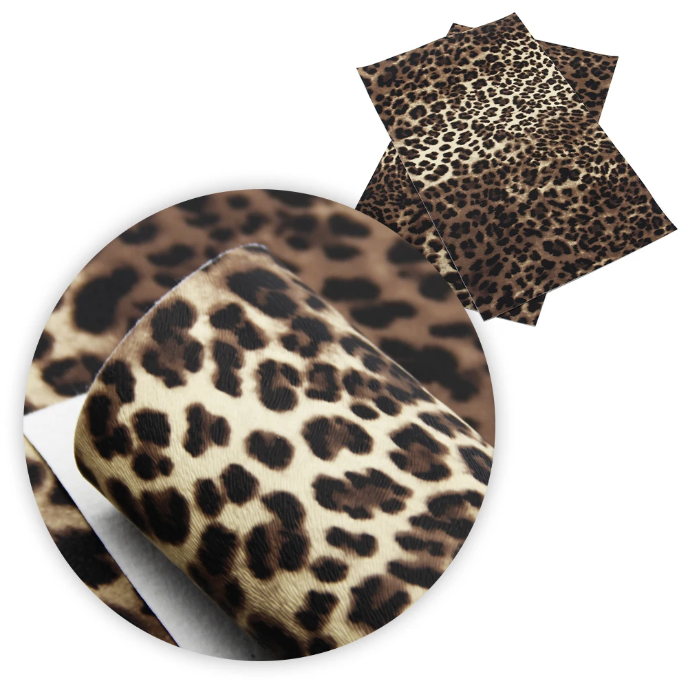 David accessories 20*34 см Leopard искусственная Синтетическая кожа ткань для Вышивание, DIY одежды Knotbow сумка материал, 1Y57247 - изображение