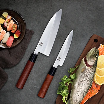 deba and utility BIGSUNNY Sashimi суши нож Деба, немецкая Нержавеющая Сталь Pro Нож для нарезки, " Yanagiba/7" Deba/", ручка из розового дерева - Цвет: deba and utility