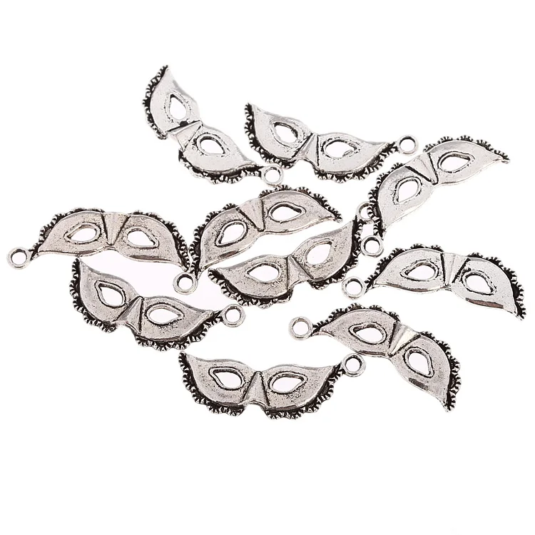 

30*10mm Masquerade Mask Tibetan Silver Bead charms Pendants fit bracelets 50pcs