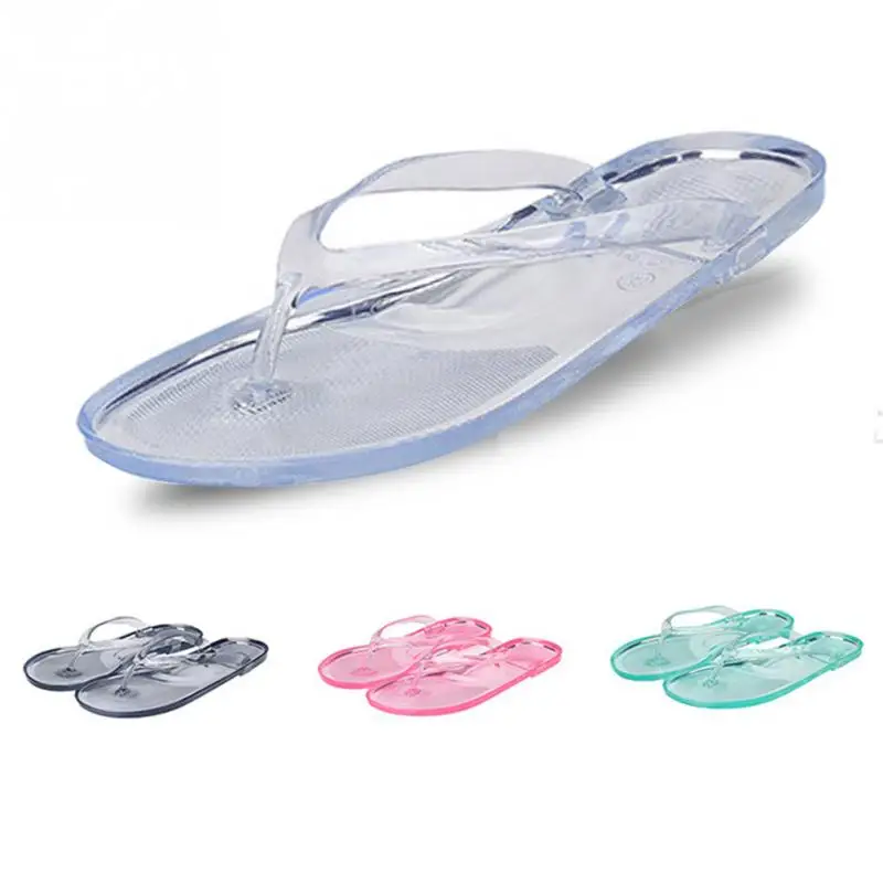 

2018 Fashion Womens Flip Flops Candy Color Open Toe Clear Transparent Slip On Sandals Ladies Flats Summer Beach Shoes Sandals