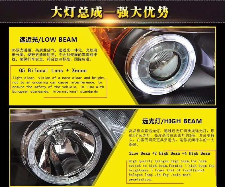 BEINGWINS Автомобильная фара для Toyota RAV4 головной светильник s 2009-2013 для RAV 4 светодиодный Ангел глаз DRL Q5 bi xenon объектив h7 Ксенон передний светильник