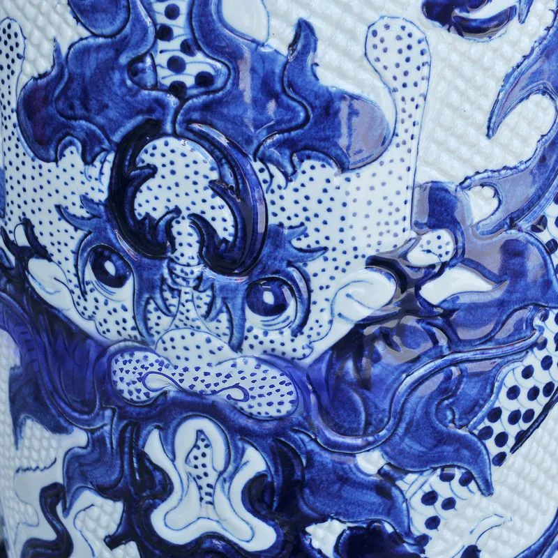 См 180 см высота вырезка синий и белый фарфор Дракон Super Tall керамика китайский пол вазы Декор отель правительство украшения