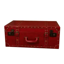 Ретро деревянная коробка свадебный красный чемодан, багаж чемодан для хранения одежды коробка для багажа винтажный реквизит для фотосъемки витрина