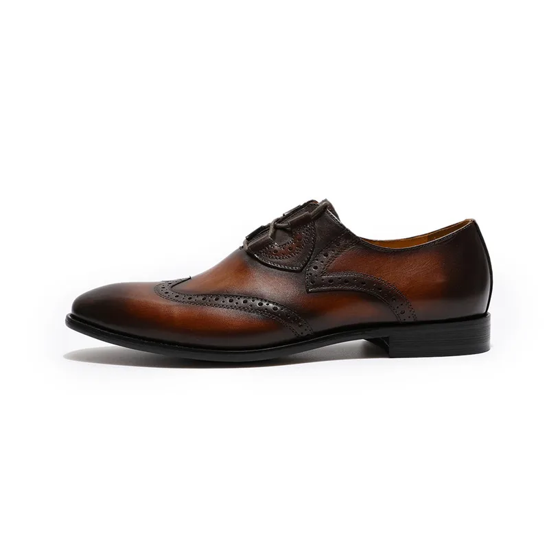 FELIX CHU/Коллекция года; Мужские модельные туфли на шнуровке; цвет черный, коричневый; оксфорды из натуральной кожи с перфорированным носком; Свадебная обувь; деловая обувь для мужчин