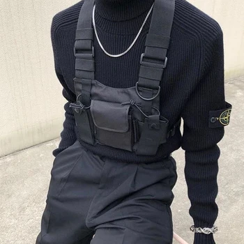 

Fashion Nylon Chest Rig Bag Black Vest Hip Hop Streetwear Functional Tactical Harness Chest Rig Kanye West Wist Pack Chest Bag