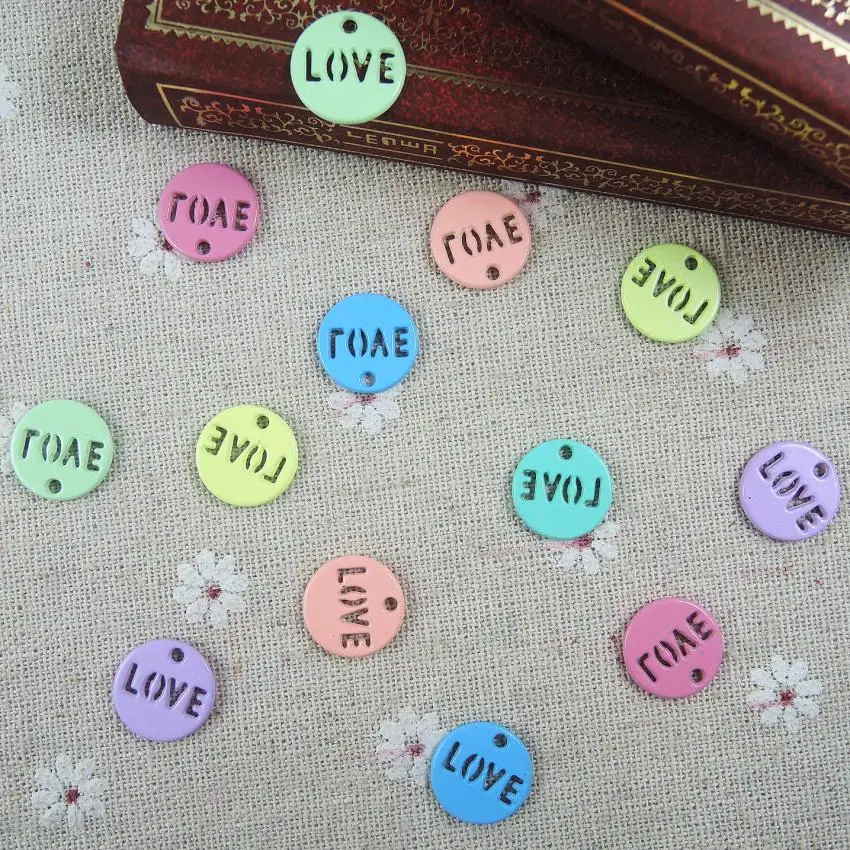 

Mixed Colors 30pcs Zinc Alloy Metal Love Charm 14*14*1.5mm Baby Bracelet Necklace Jewelry Making Charms & Pendants Z127