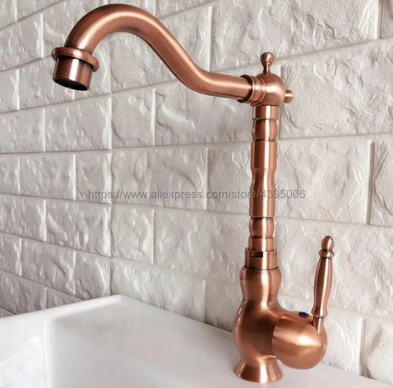  Basin Faucet Antique Red Copper Swivel Spout Bathroom Kitchen Faucet Vessel Sink Mixer Tap Deck Mou - 32893808852