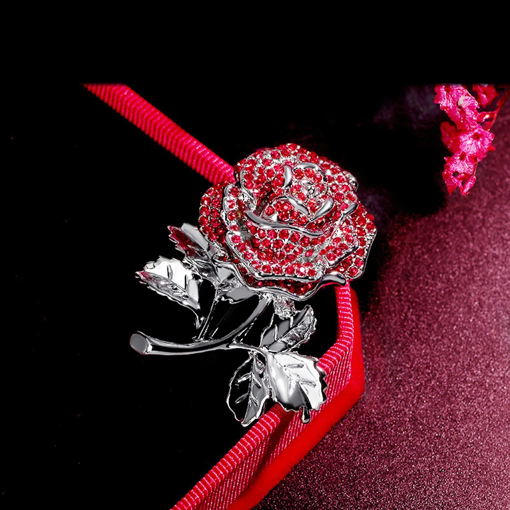 JUJIE роскошный блестящий хрустальный цветок броши для женщин Роза брошь булавки платье шарф аксессуары завод ювелирные изделия Прямая поставка