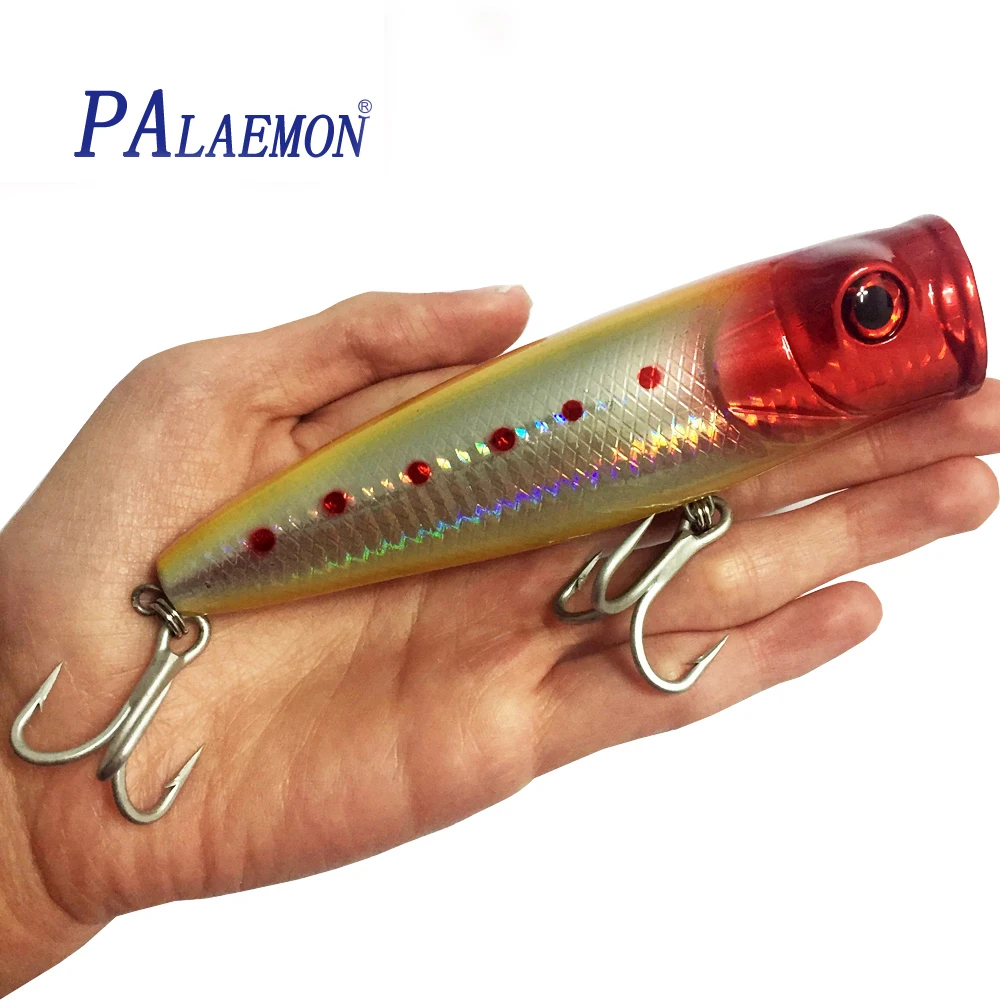 

PALAEMON Big Fishing Lure Popper 130mm/60g 3D eyes VMC hook Saltwater Fishing Artificial Bait Plastic Hard Bait