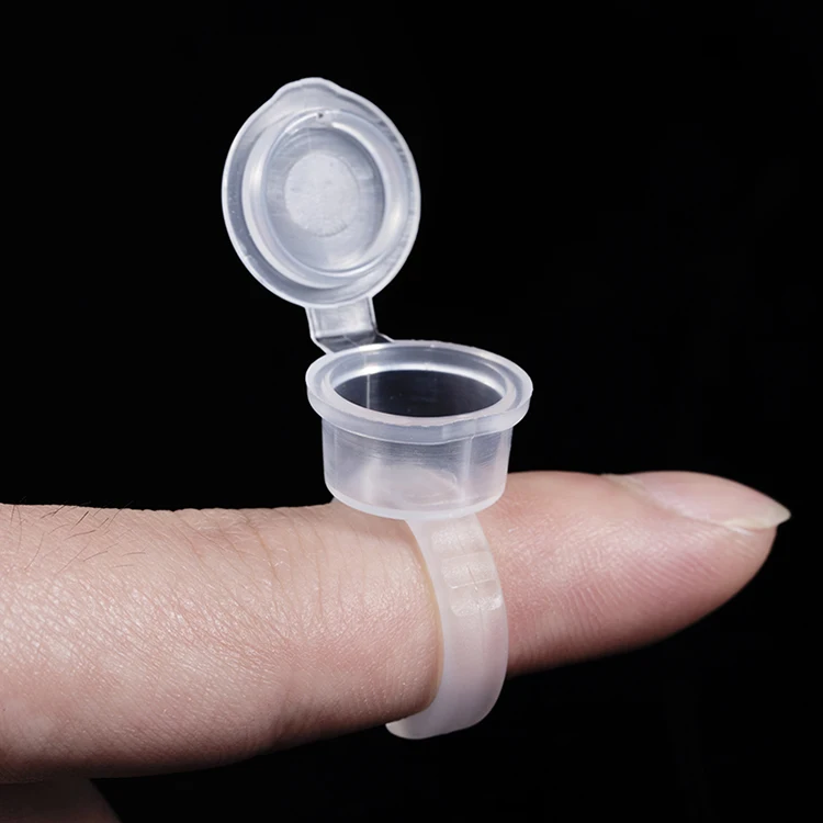 500PCS Flip Cover Tattoo Pigment Ink Ring Cups Holder Container With Lid Cap Permanent Makeup Microblading Tool | Красота и здоровье
