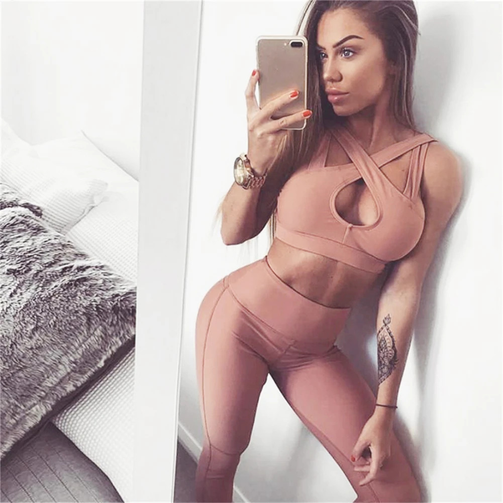 

2018 Sexy Sport Track Suit Yoga Sets Fitness Sports Wear Women Gym Bra Leggings Set Sport Gym Clothing Ladies Jogging Suits