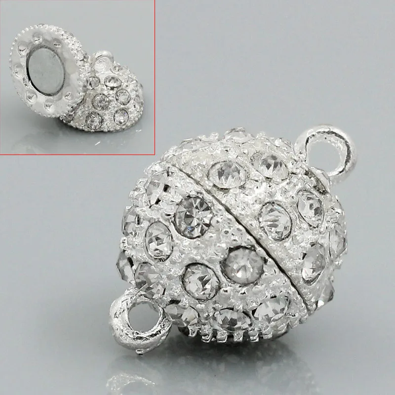 MJARTORIA Silver Plated Clear Rhinestone Magnetic Clasps