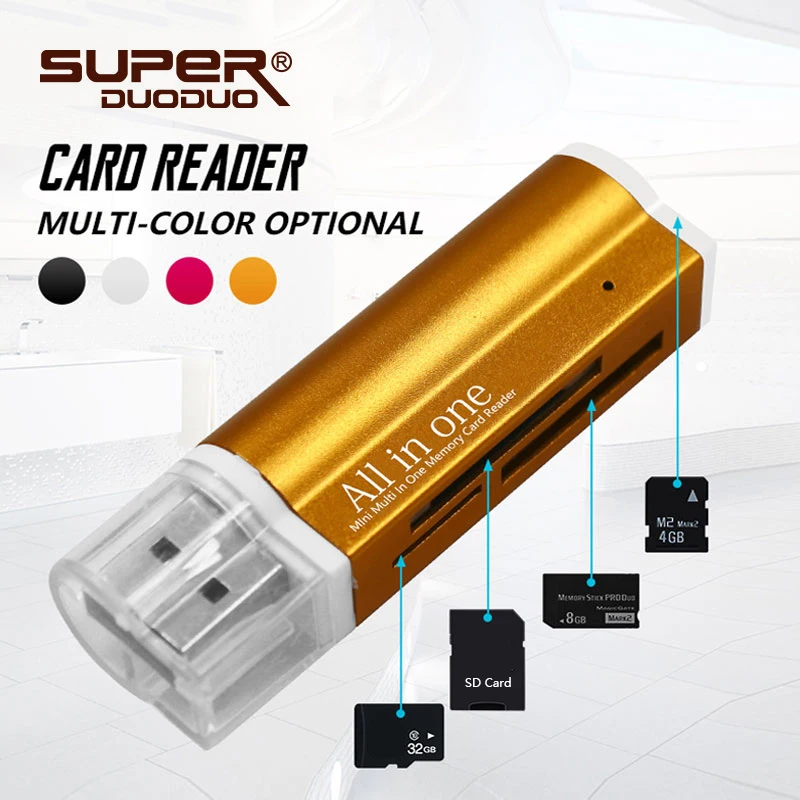 Free shipping 4 in 1 Micro USB 2.0 Memory Card Reader usb Adapter for Micro SD card TF M2 MMC MS PRO DUO Card Reader
Free shipping 4 in 1 Micro USB 2.0 Memory Card Reader usb Adapter for Micro SD card TF M2 MMC MS PRO DUO Card Reader