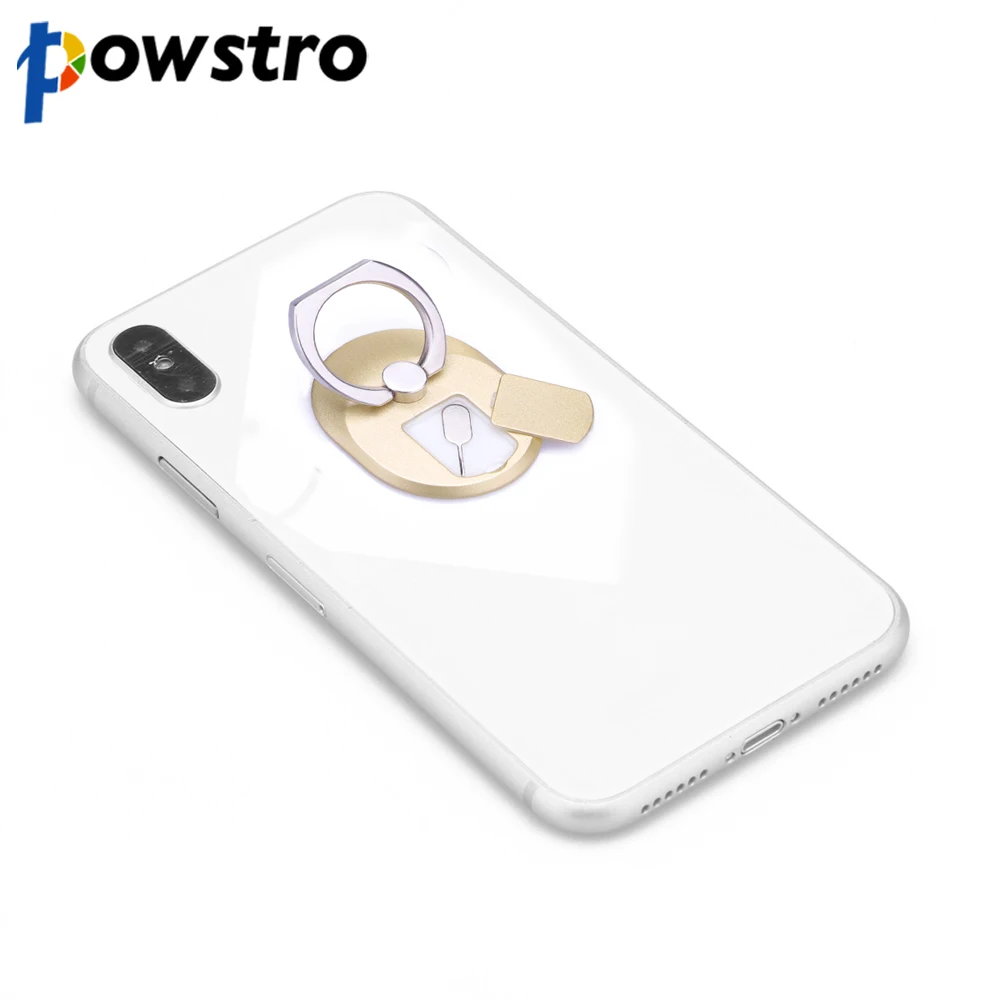 

Powstro Mobile Phone Finger Ring 360 Rotatable Smartphone Stand Car Phone Holder with SIM Card Slot Pin for iPhone Samsung