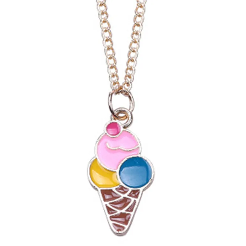 

Cute Ice Cream Pendant Hip Hop Drops Oil Necklace Chain Ladies Girls Fashion Necklace Jewelry Gifts
