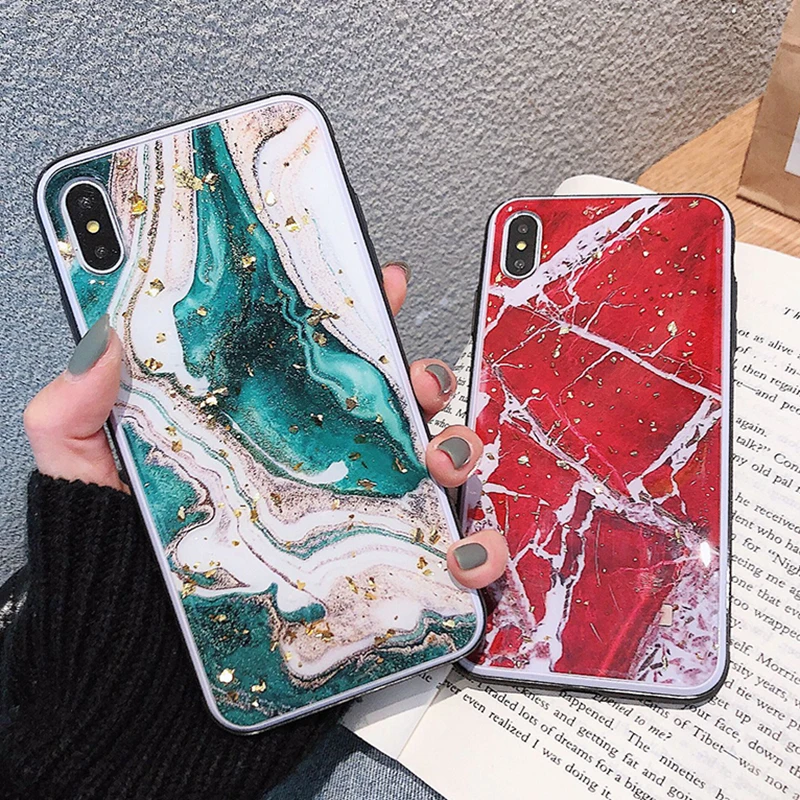 

Marble Gold Foils Case For iPhone XR 6 6S Plus Glitter Soft Silicone Retro Phone Case For iPhone XR XS Max X 6 6S Plus 7 8 Plus