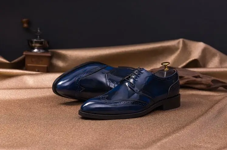 Мужские классические туфли Goodyear на шнуровке натуральная лакированная кожа
