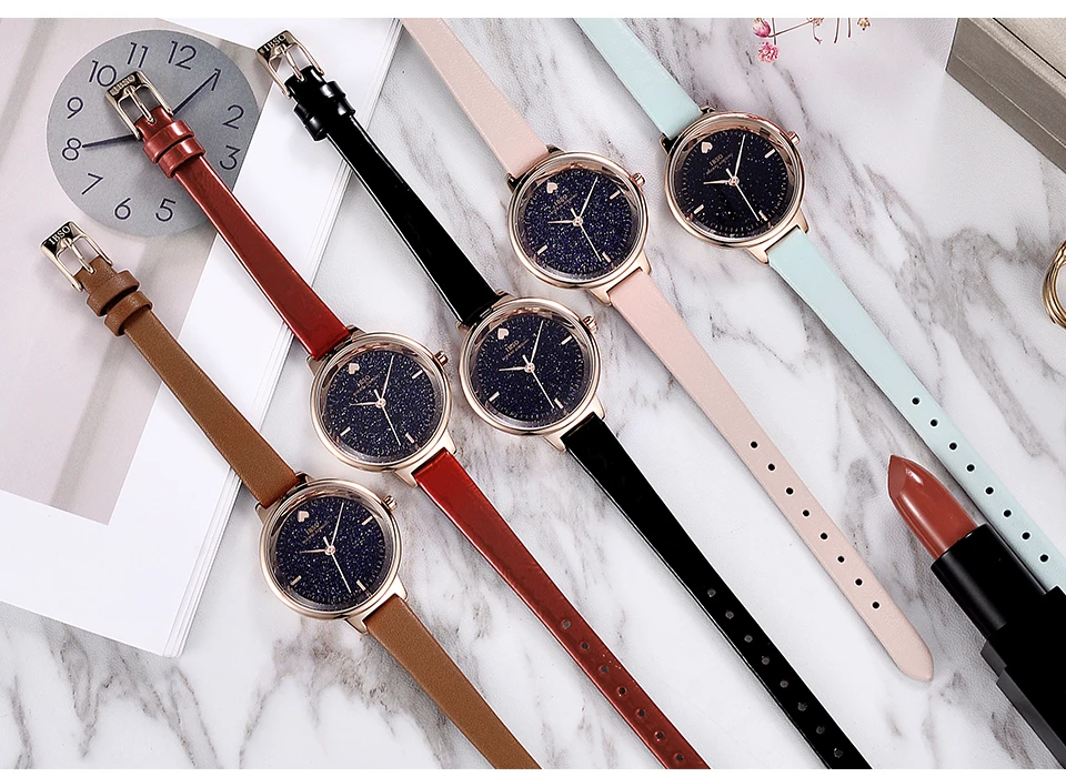 2018 Fashion Starry Sky Watch Women Love Heart Watch Thin Simple Female Watch 13