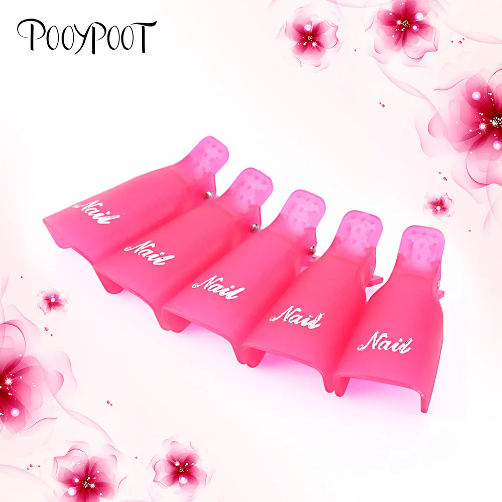 

Pooypoot 5 Pcs/set Remover Gel Polish Nail Art Soakers UV Nail Degreaser Polish Wrap Tool Nails Remover Soak Off Cap Clip Tools