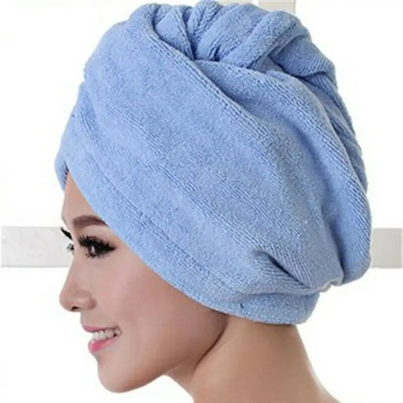 Новое банное полотенце из микрофибры для волос, быстросохнущее дамское банное полотенце, мягкая шапочка для душа, шапка для мужчин и женщин, тюрбан, повязка на голову, купальные инструменты - Цвет: Небесно-голубой