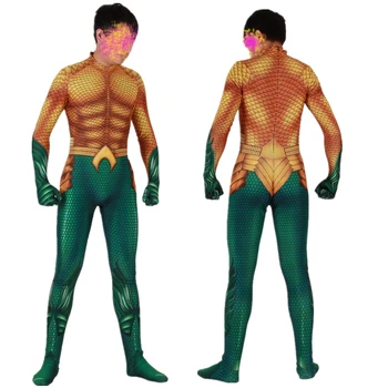 

Film Aquaman Cosplay Costume da Supereroe Arthur Curry Orin Zentai Tuta Vestito Tute e Tute da Palestra