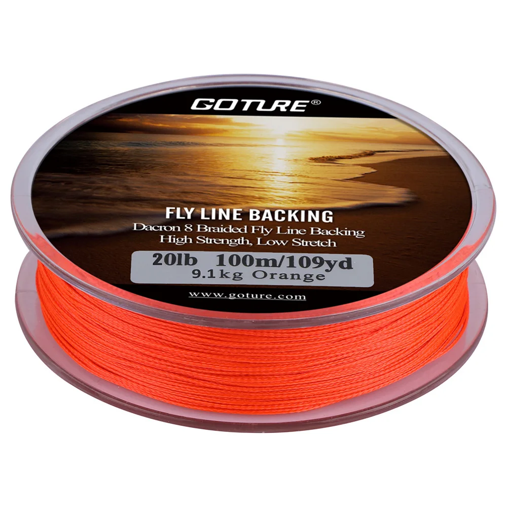 Goture 100 M 8 السواحل يطير خط دعم 20LB عالية قوة منخفضة تمتد المرقط الداكرون مضفر خيط صنارة الصيد