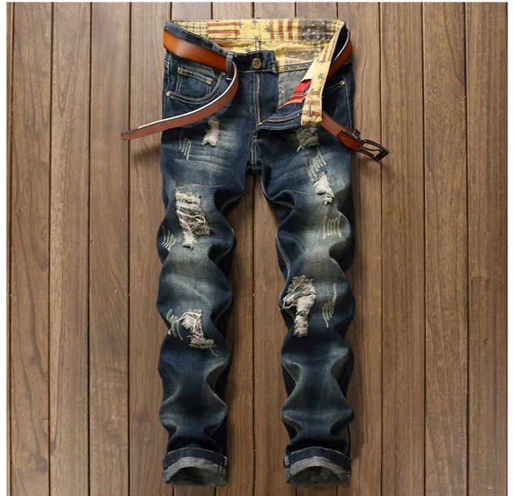 Оригинальный бренд Для мужчин's джинсы Для мужчин байкерские ковбойские штаны хип-хоп Джинсы для женщин сломанной новые модные Дизайн