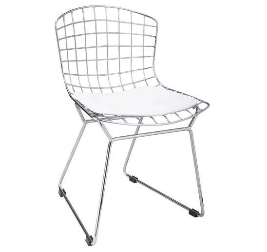 Классический дизайн популярные хромированной проволоки Дети стул минималистский современный ребенка стул хромированной стали гладить отдыха стулья 2 шт - Цвет: white cushion