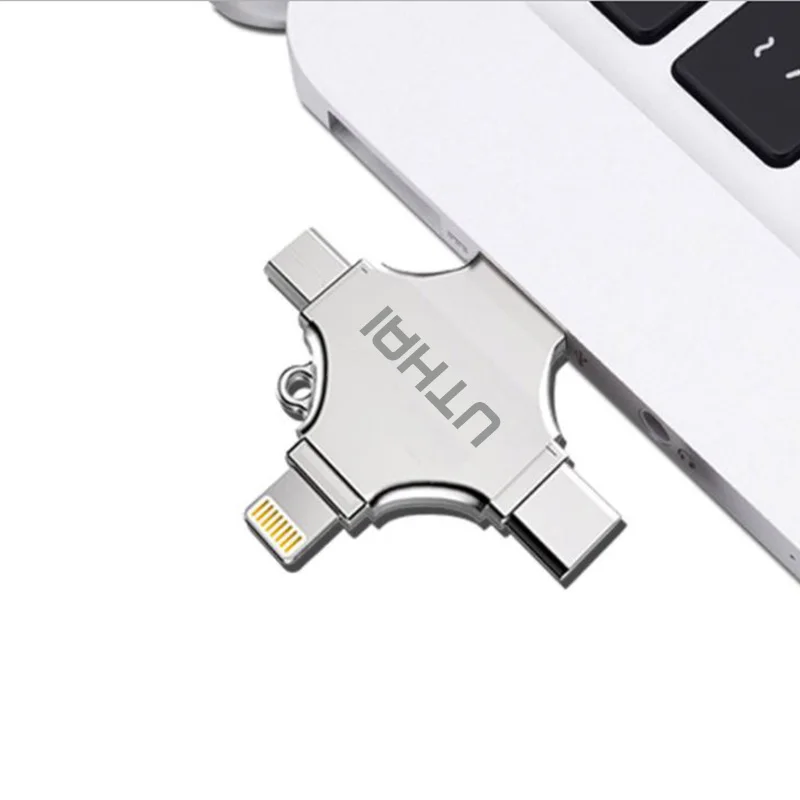 USB флеш накопитель UTHAI T83 4 в 1 Type c/Lightning/Micro USB/USB 2 0 для iPhone 7 Plus 6 5 металлический 64 ГБ 32